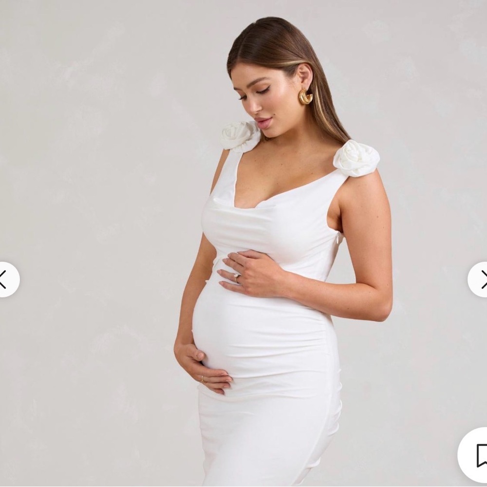 White Maternity Midi Dress